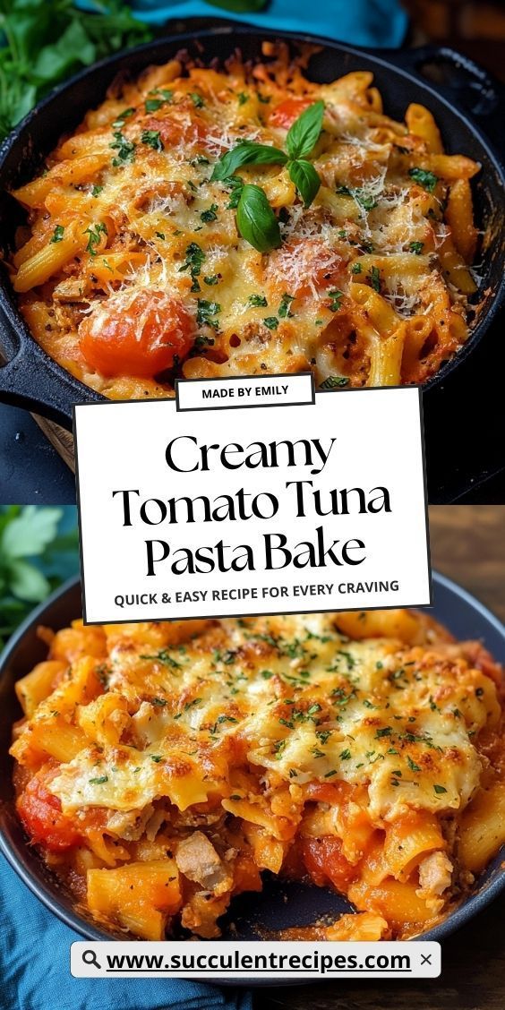 Tomato and Tuna Pasta Bake with a Crispy Top