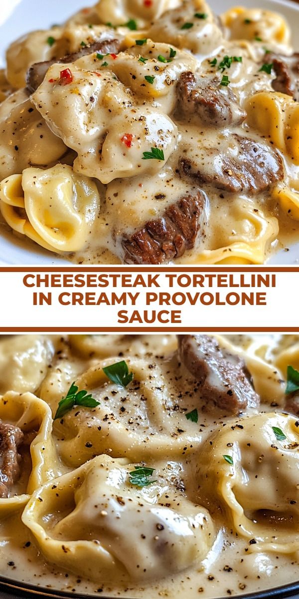 Cheesesteak Tortellini in Creamy Provolone Sauce