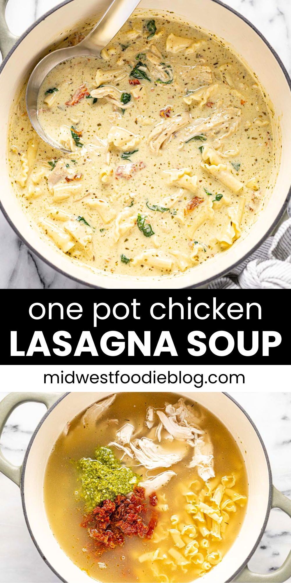 Creamy White Chicken Lasagna Soup