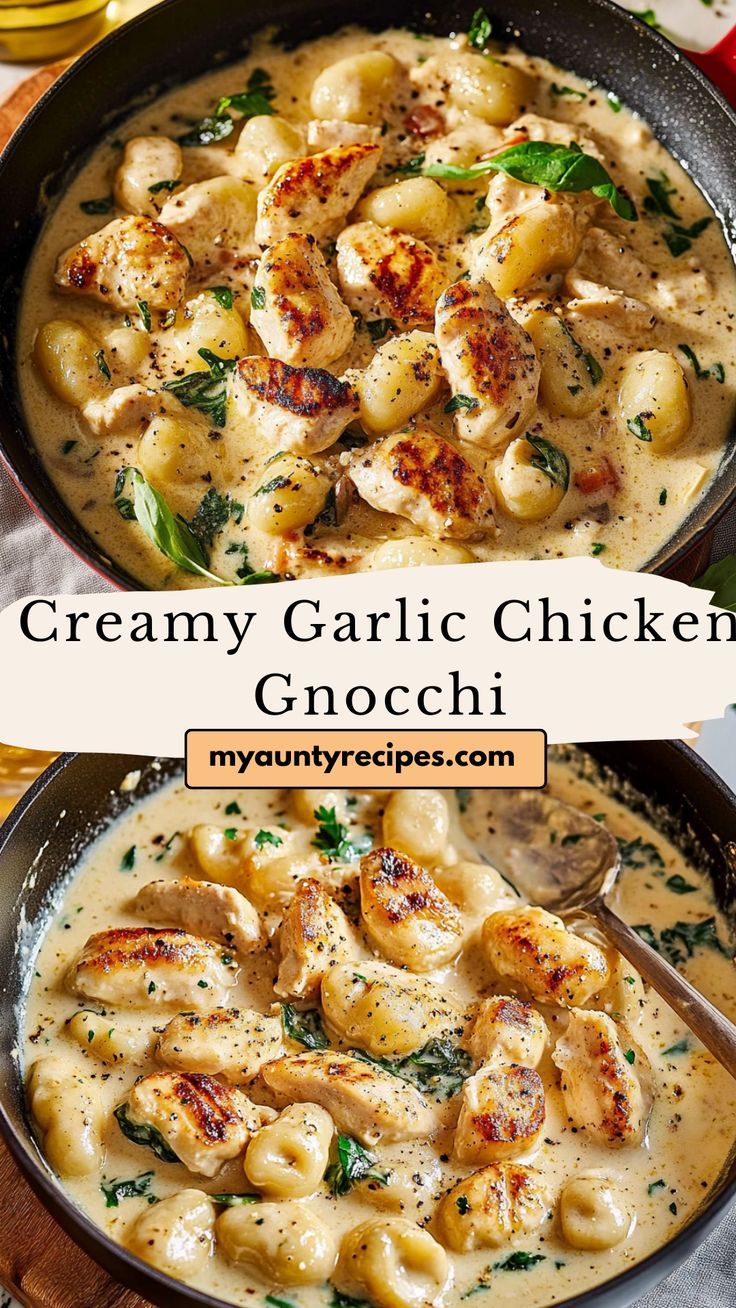 Creamy Garlic Chicken Gnocchi Skillet Delight